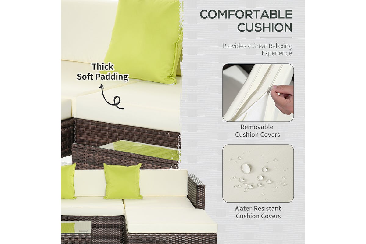 Outsunny Corner Sofa Set | Brown-4