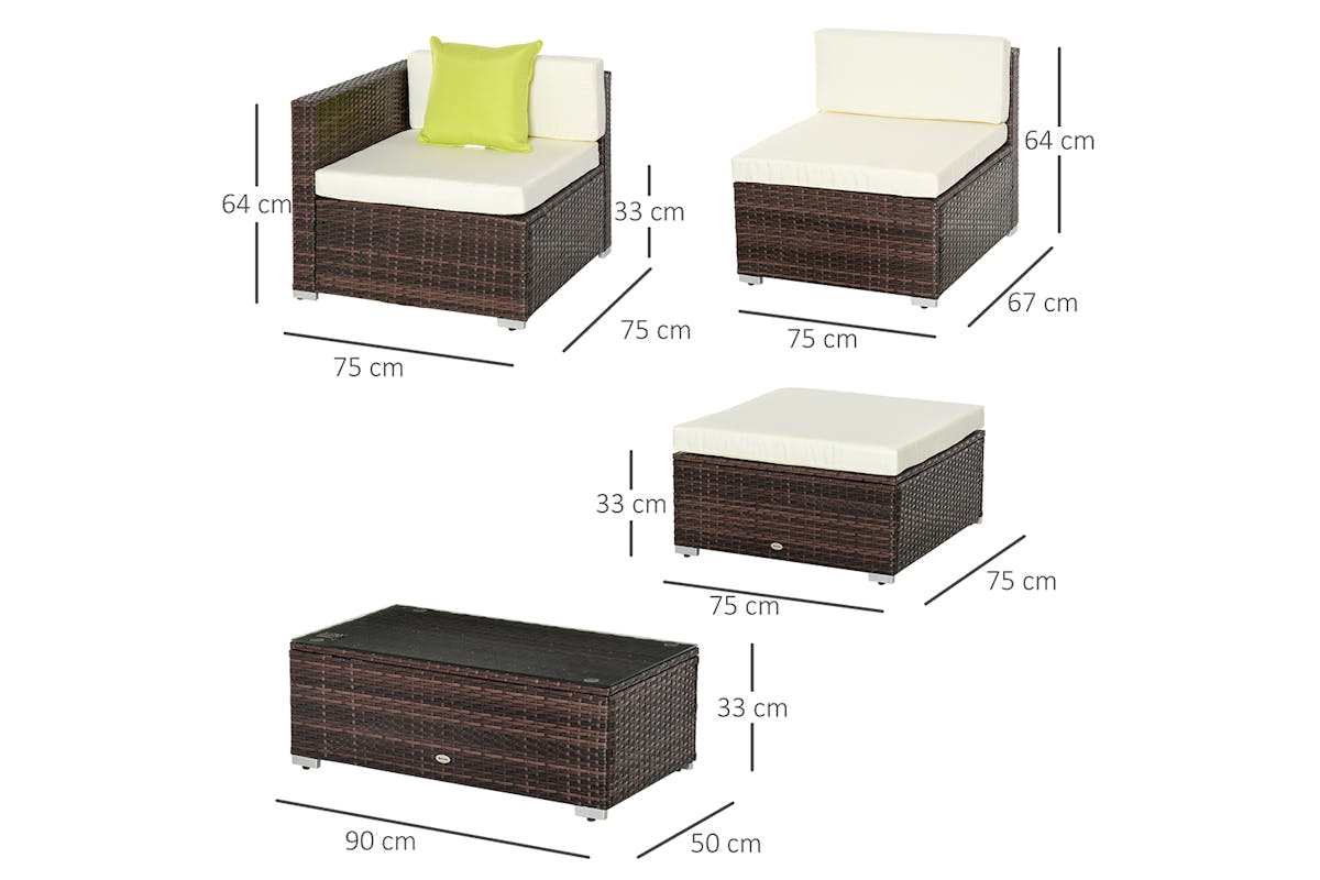Outsunny Corner Sofa Set | Brown-8