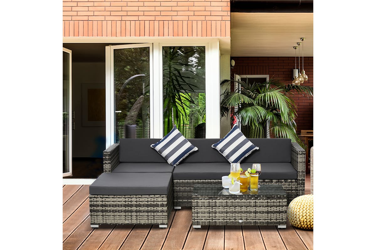 Outsunny Corner Sofa Set | Black-2