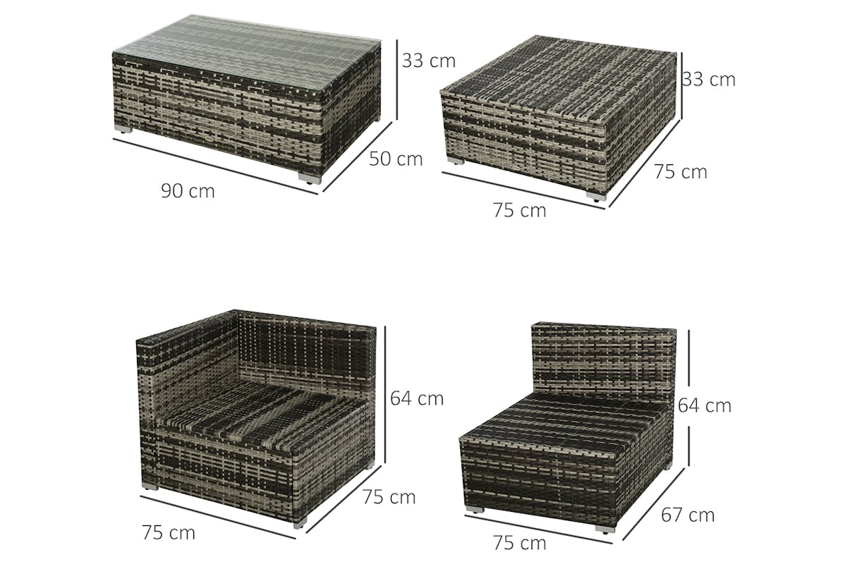 Outsunny Corner Sofa Set | Black-12