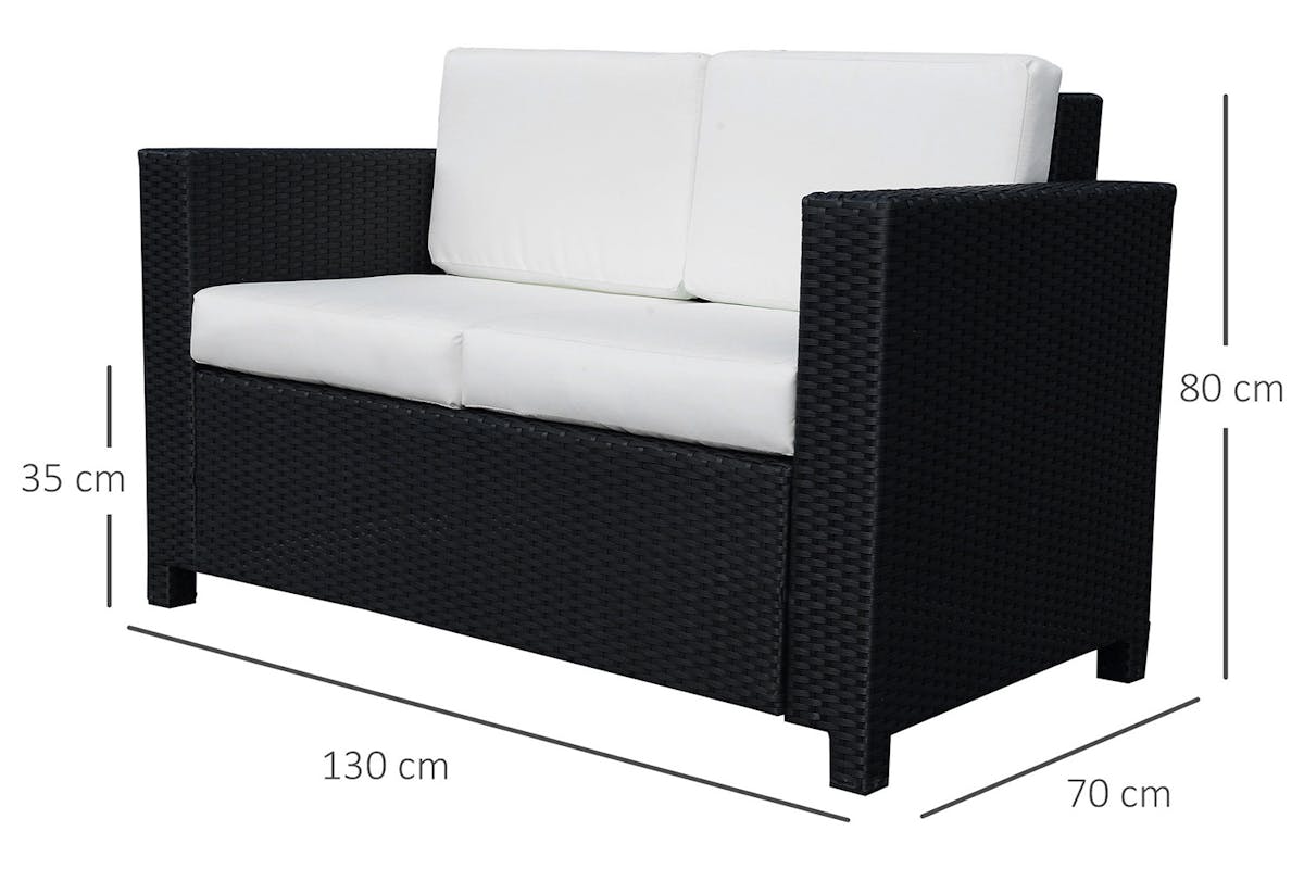 Outsunny Rattan 2 Seater Sofa | Black-5