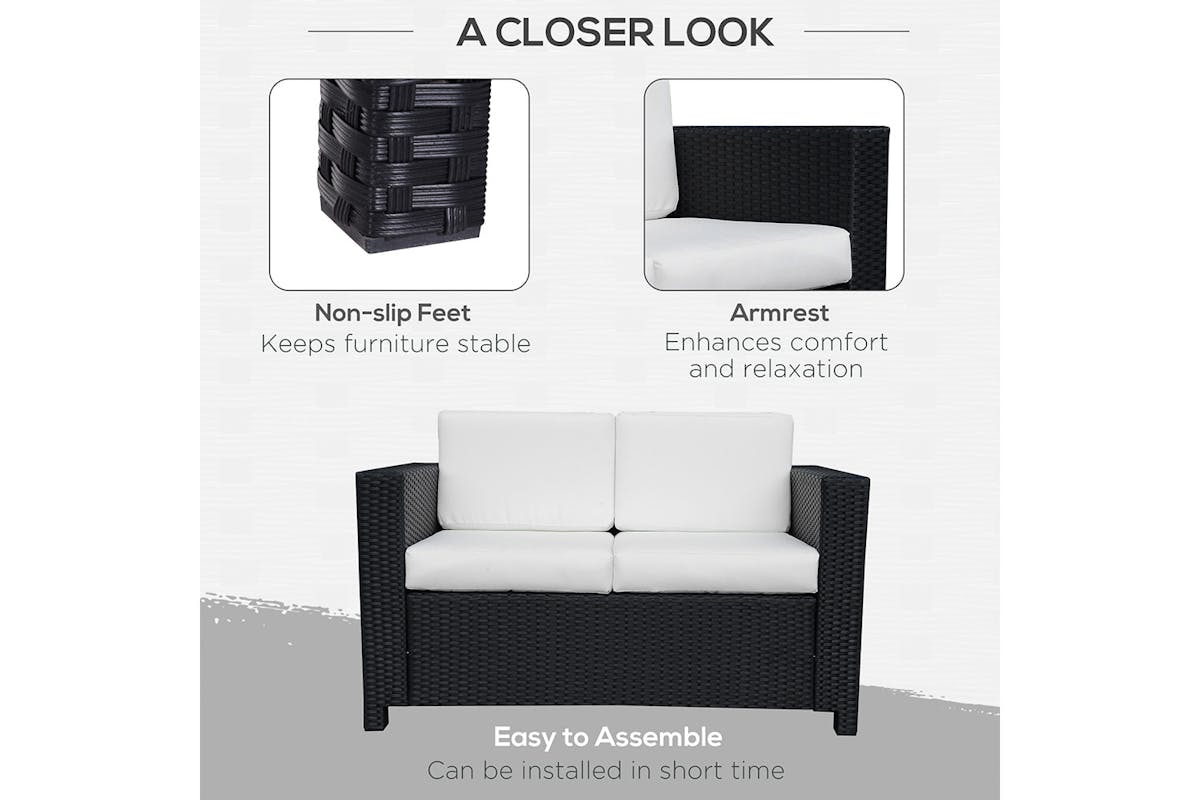 Outsunny Rattan 2 Seater Sofa | Black-6