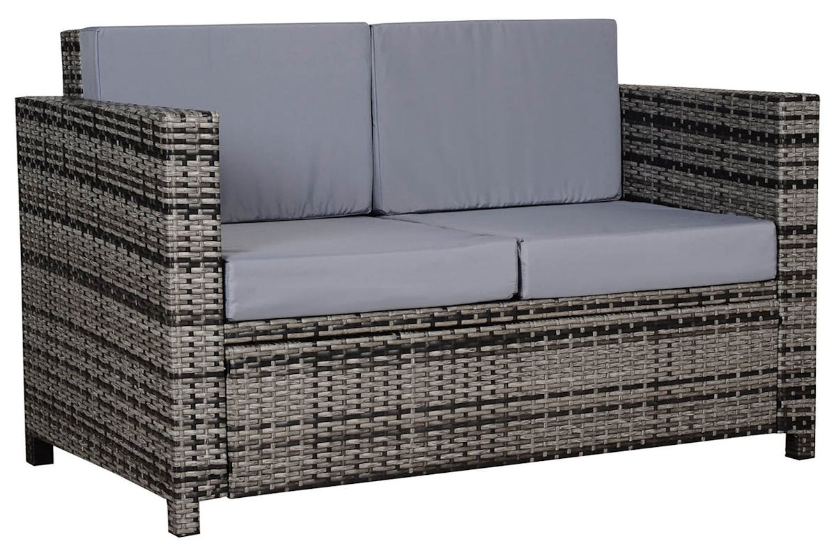 Outsunny Rattan 2 Seater Sofa | Mixed Grey
