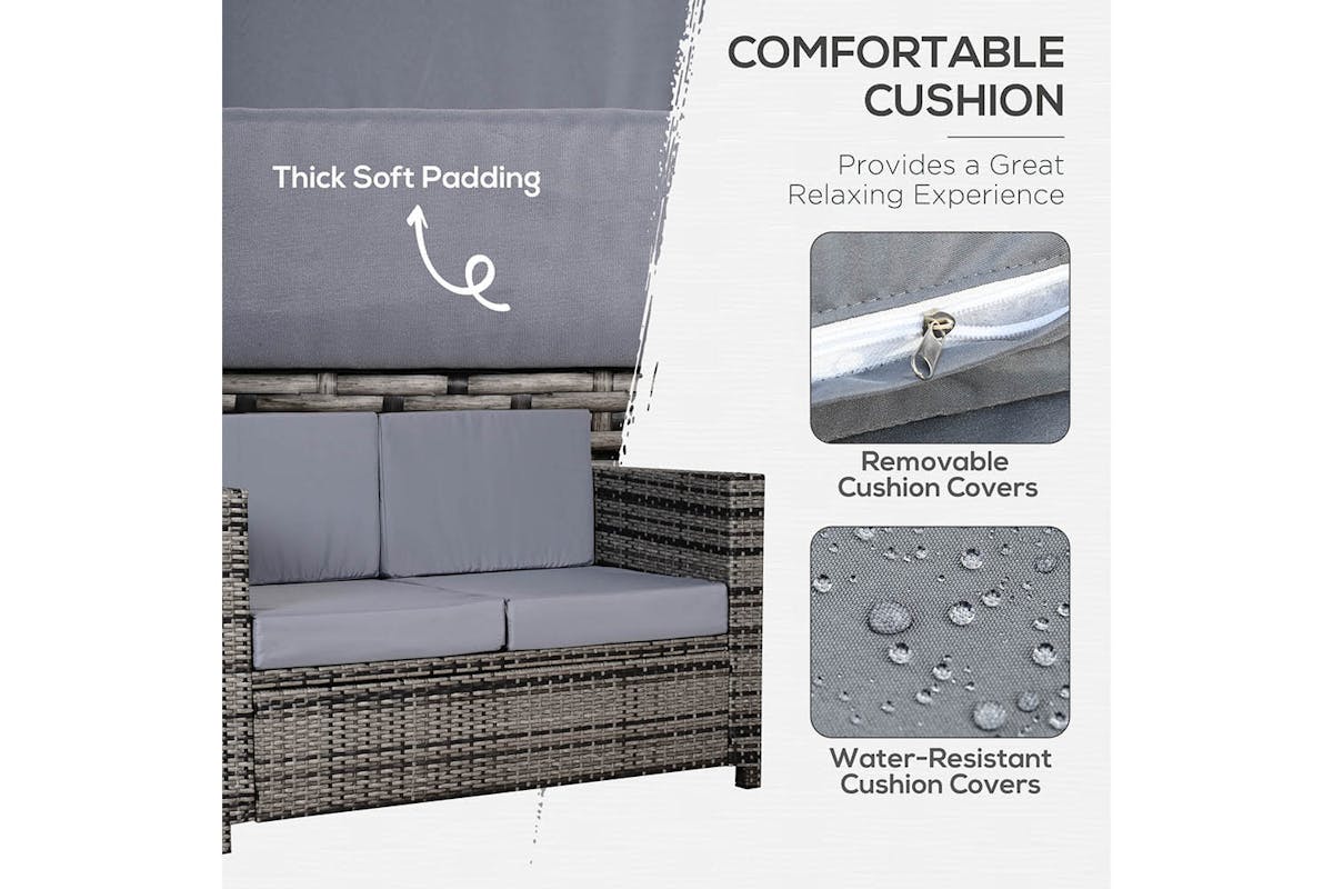 Outsunny Rattan 2 Seater Sofa | Mixed Grey-4