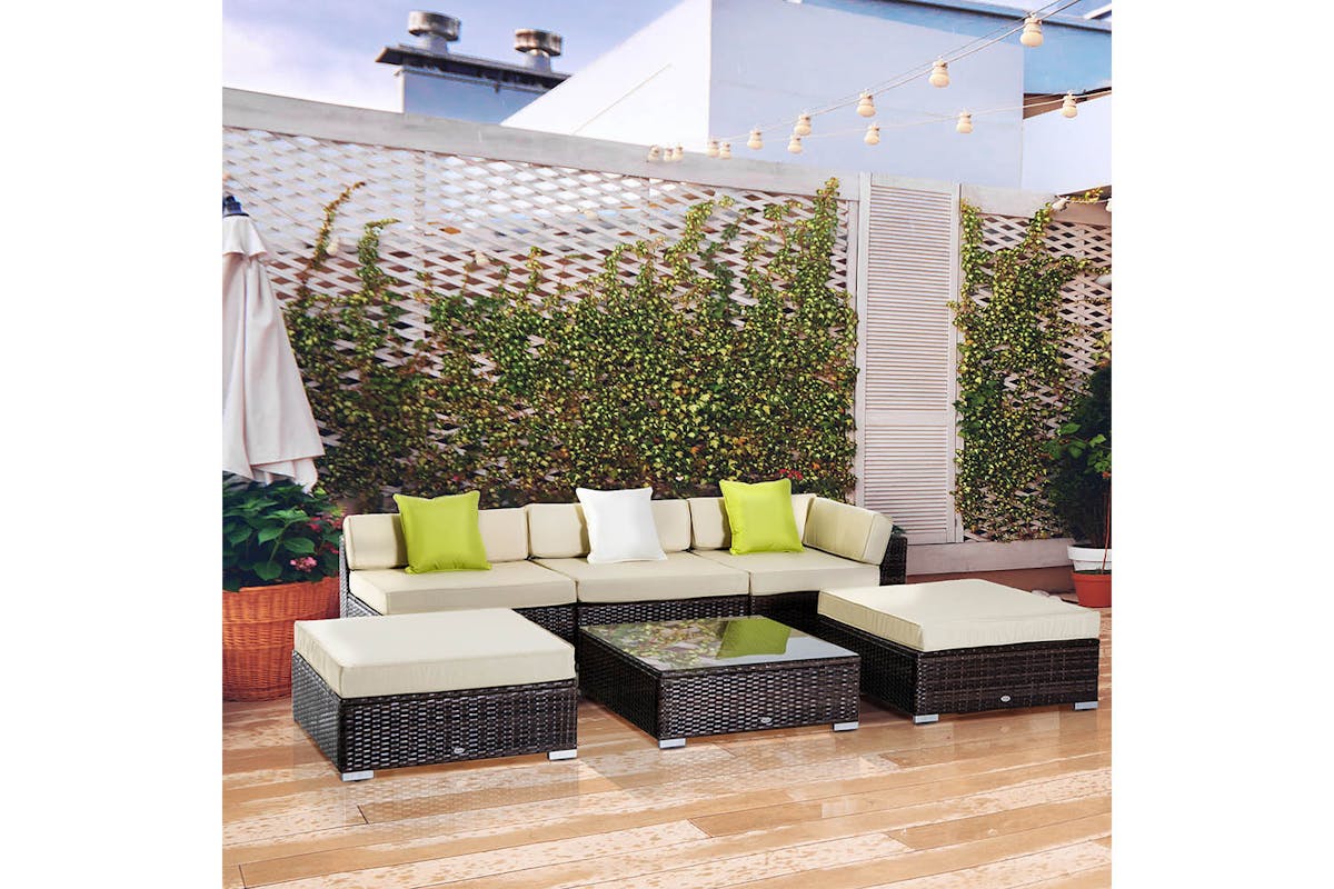 Outsunny Rattan Sofa Set | Brown/Beige-2