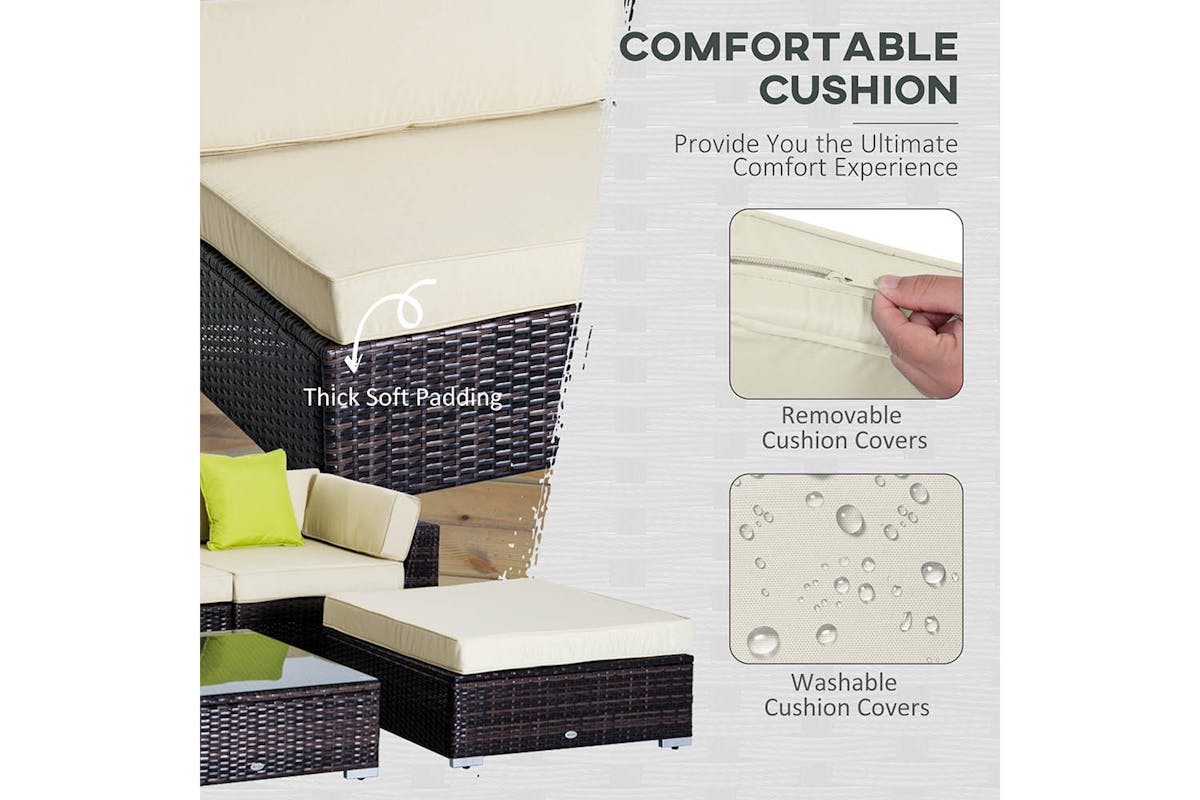 Outsunny Rattan Sofa Set | Brown/Beige-4