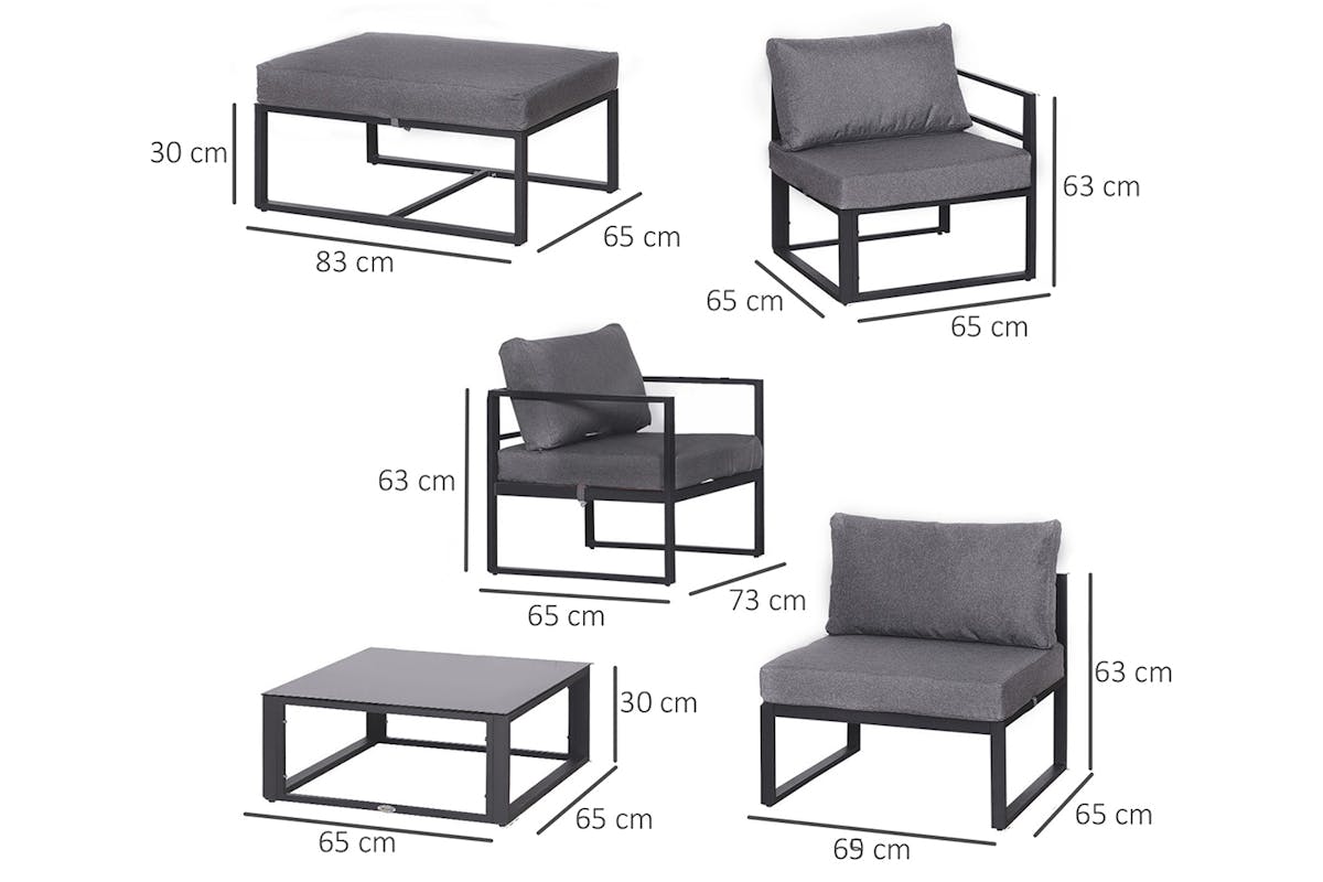 Outsunny Sectional Sofa Set with Cushions & Coffee Table | Grey | 6 Piece-5