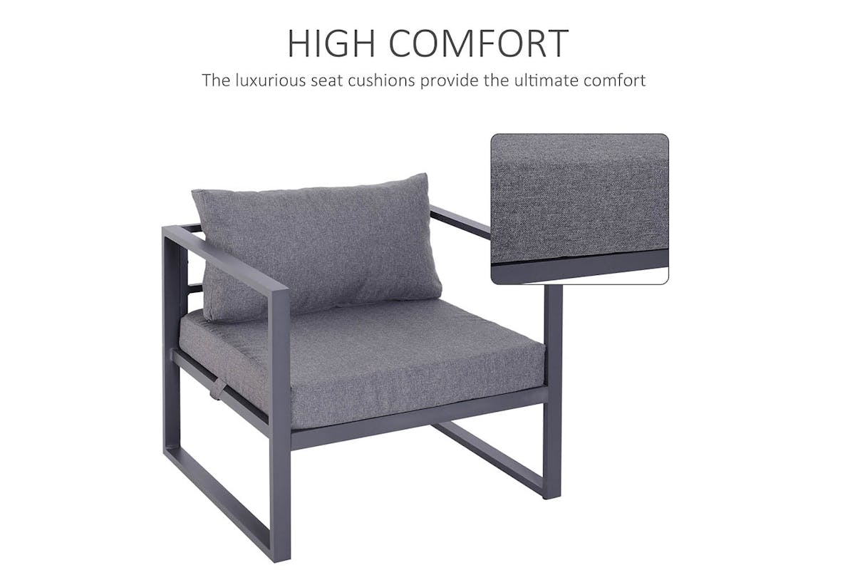Outsunny Sectional Sofa Set with Cushions & Coffee Table | Grey | 6 Piece-6