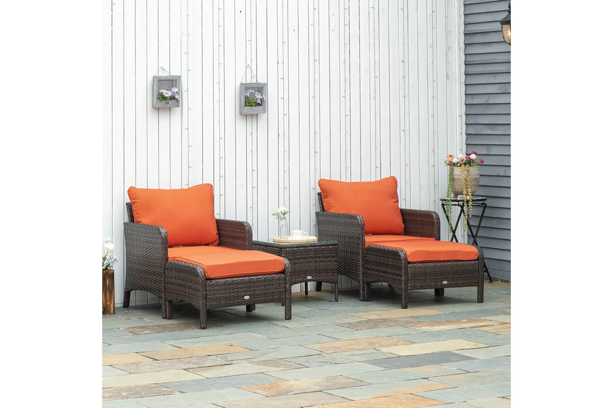 Outsunny Garden Furniture Set | Brown/Orange-2