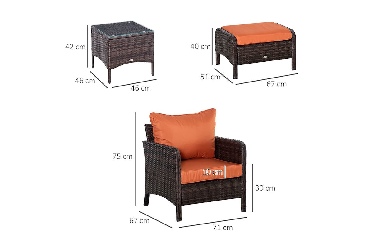 Outsunny Garden Furniture Set | Brown/Orange-8
