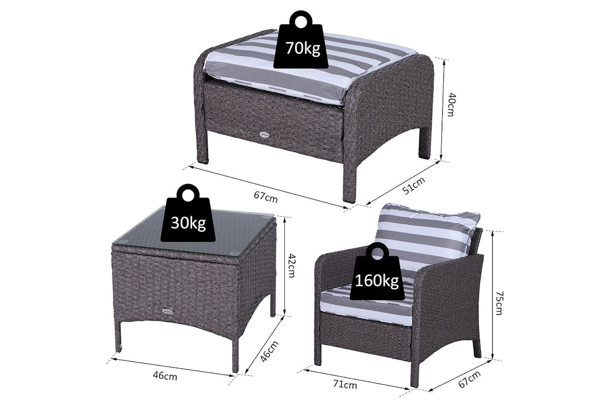 Outsunny Garden Furniture Set | Dark Grey/White-8