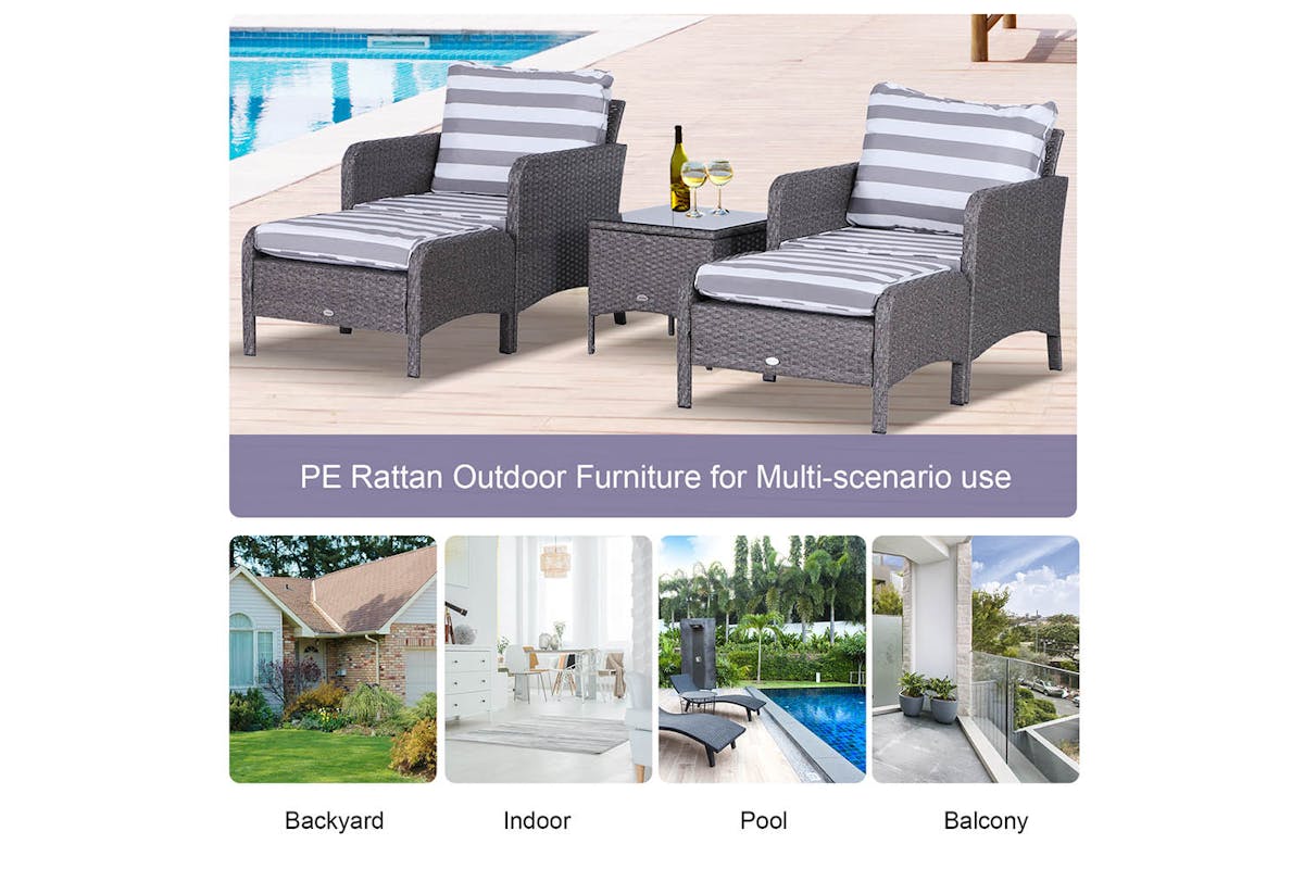 Outsunny Garden Furniture Set | Dark Grey/White-6