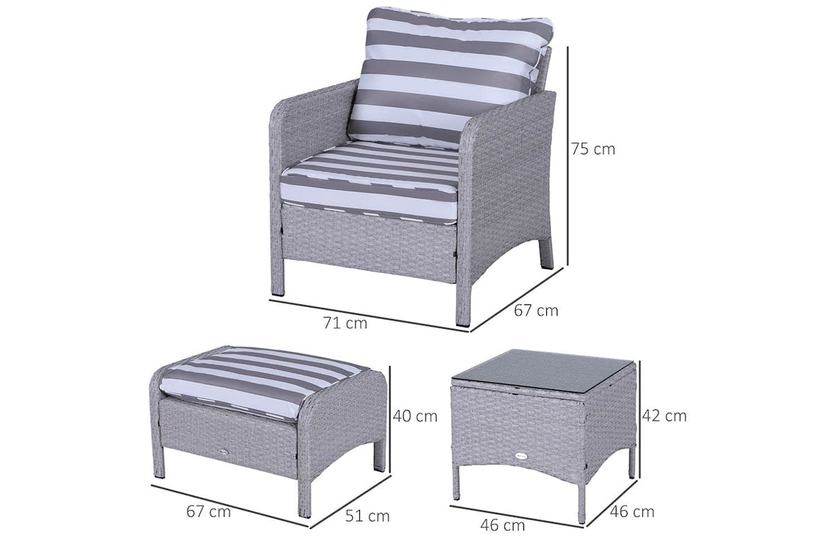 Outsunny Garden Furniture Set | Grey/White-5