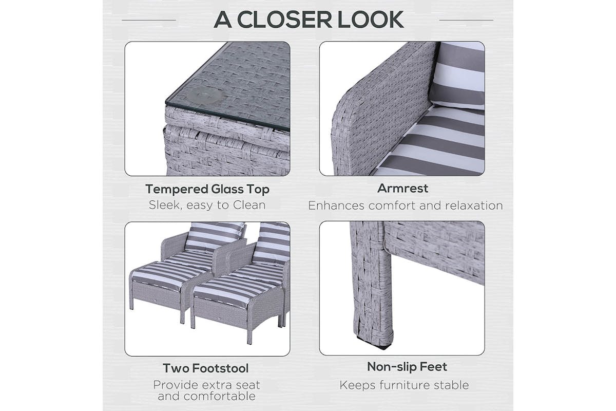 Outsunny Garden Furniture Set | Grey/White-6