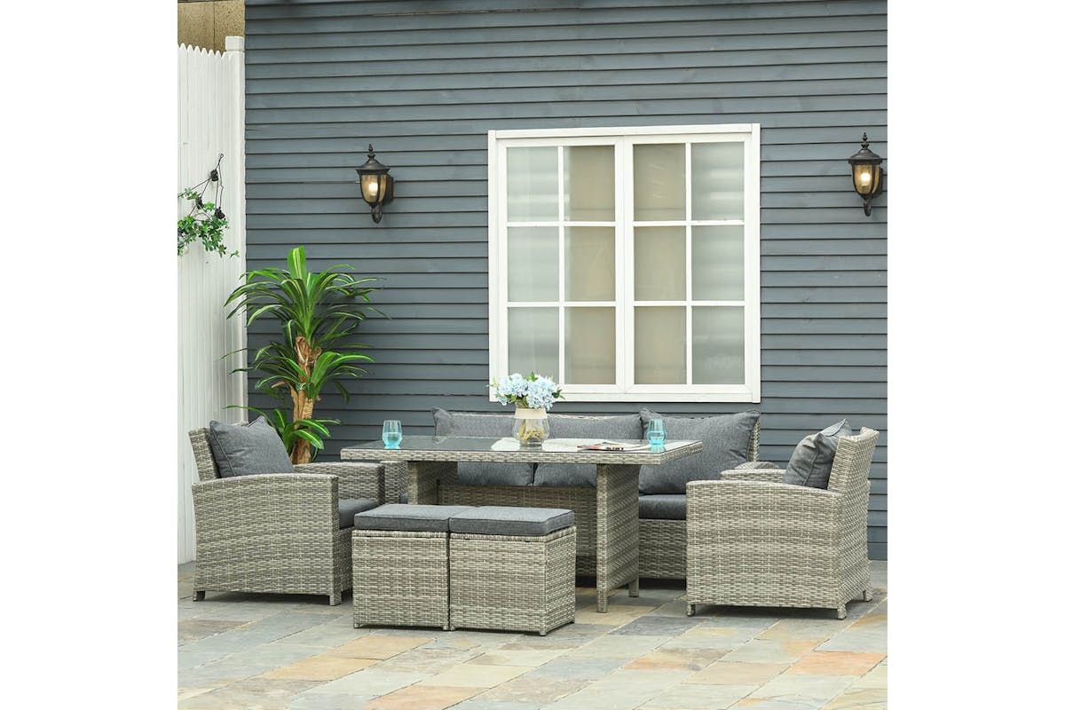 Outsunny Rattan Sofa Set | Grey | Set of 6-2
