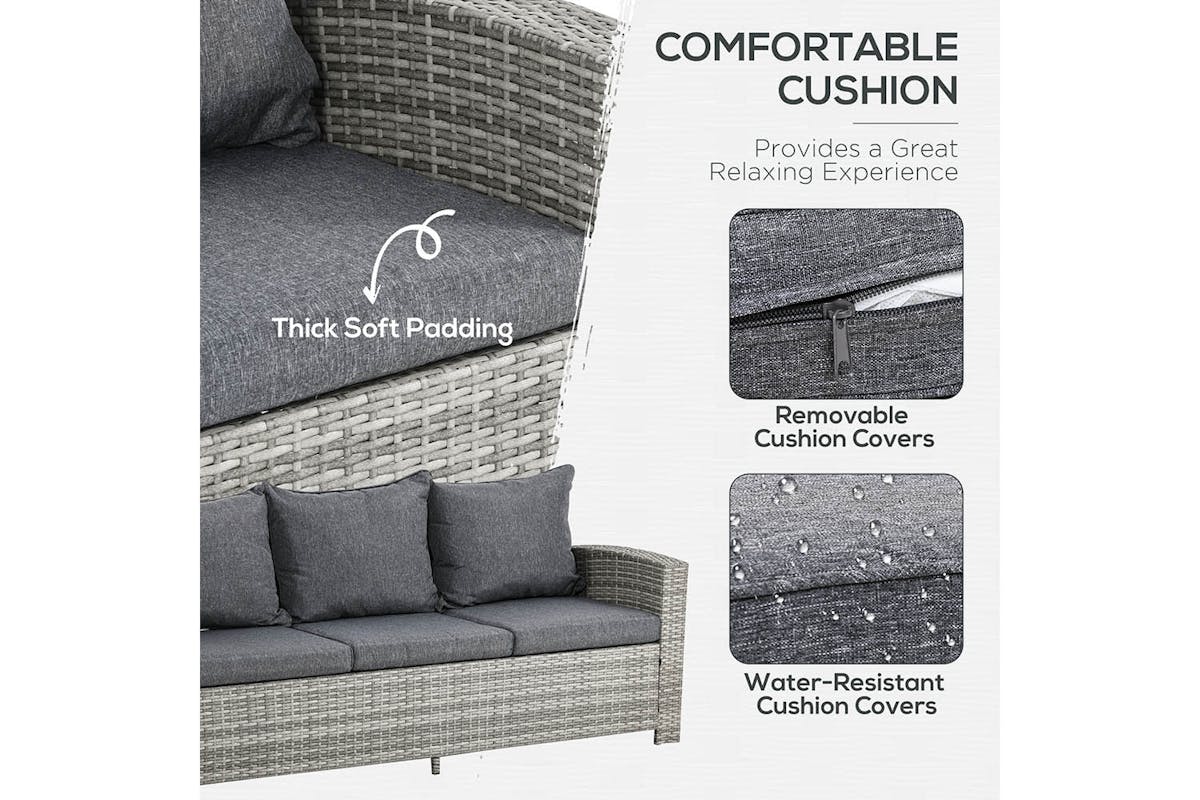 Outsunny Rattan Sofa Set | Grey | Set of 6-4