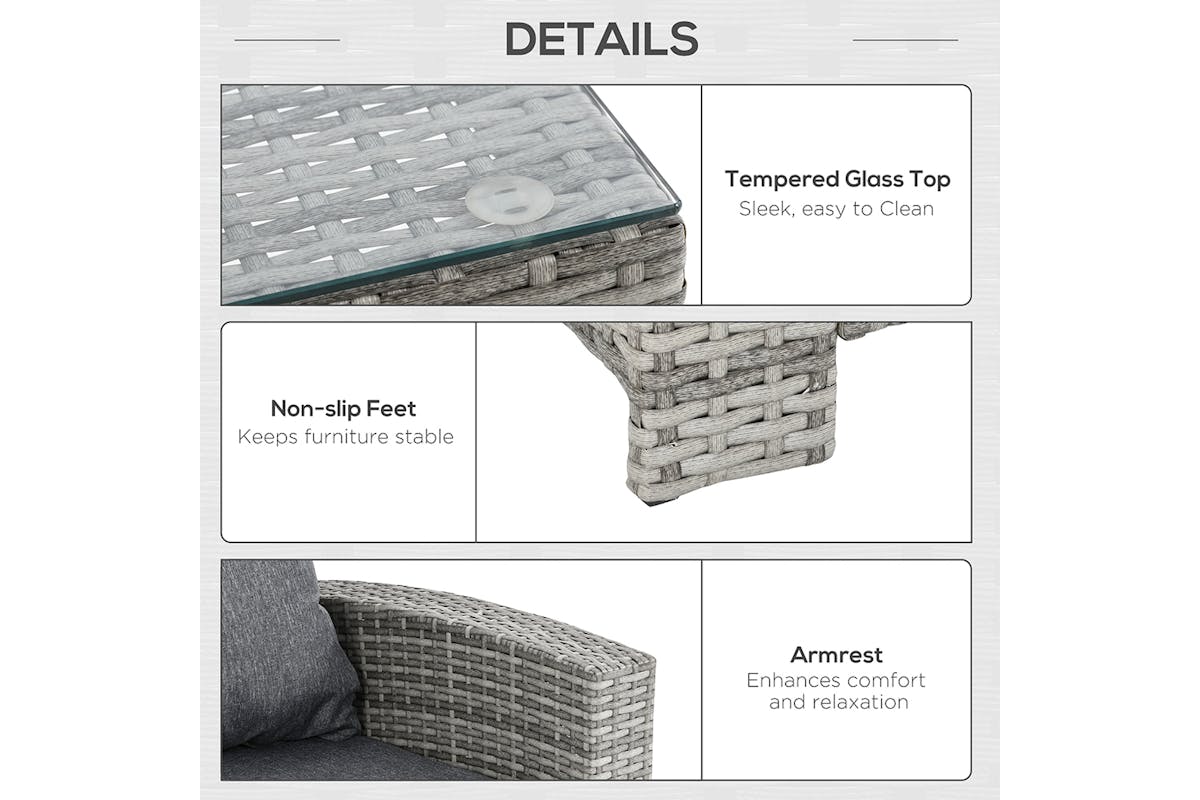 Outsunny Rattan Sofa Set | Grey | Set of 6-6