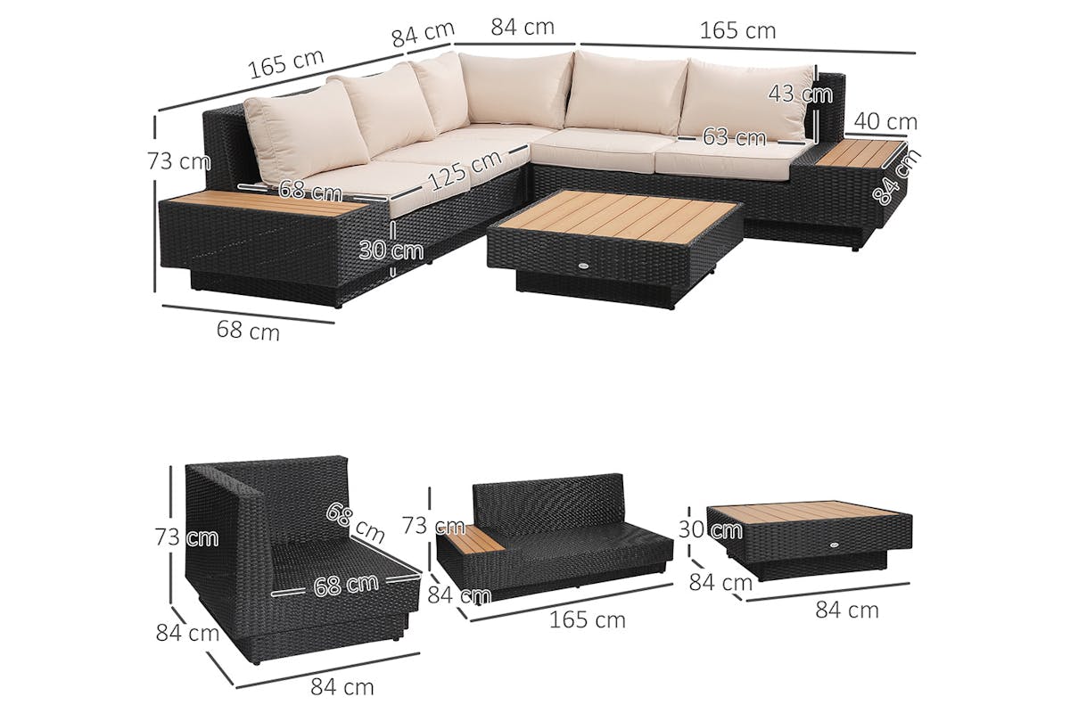 Outsunny Rattan Sofa Furniture Set | Multicolour-5
