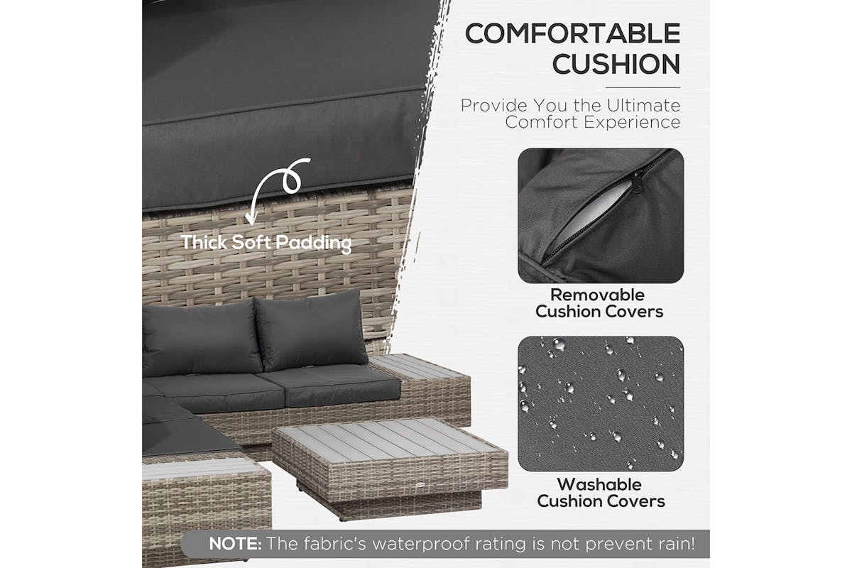 Outsunny Rattan Sofa and Coffee Table Set | Grey-6