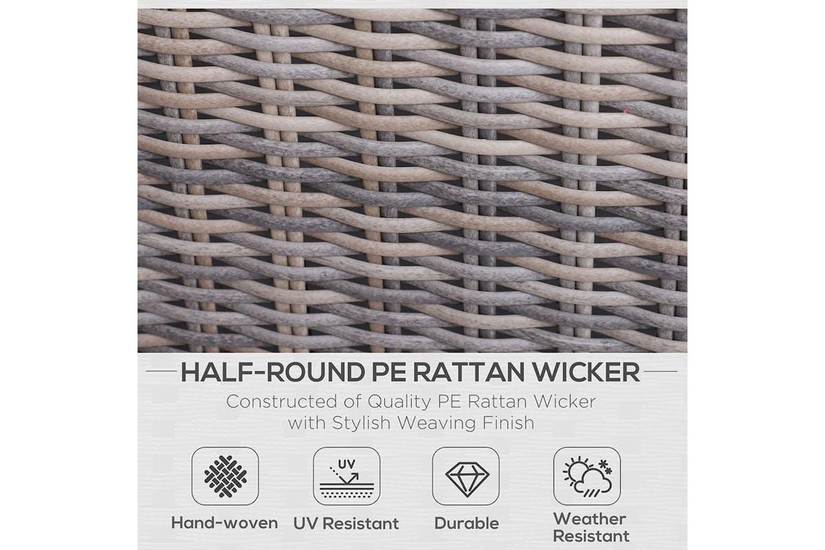 Outsunny Rattan Garden Sofa Set with Glass Top Table | 5 Pieces | Grey-3
