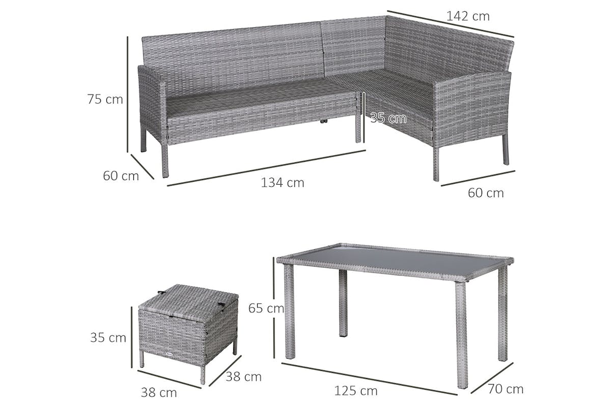 Outsunny Garden Outdoor Dining with Sofa Set | Mixed Grey-5