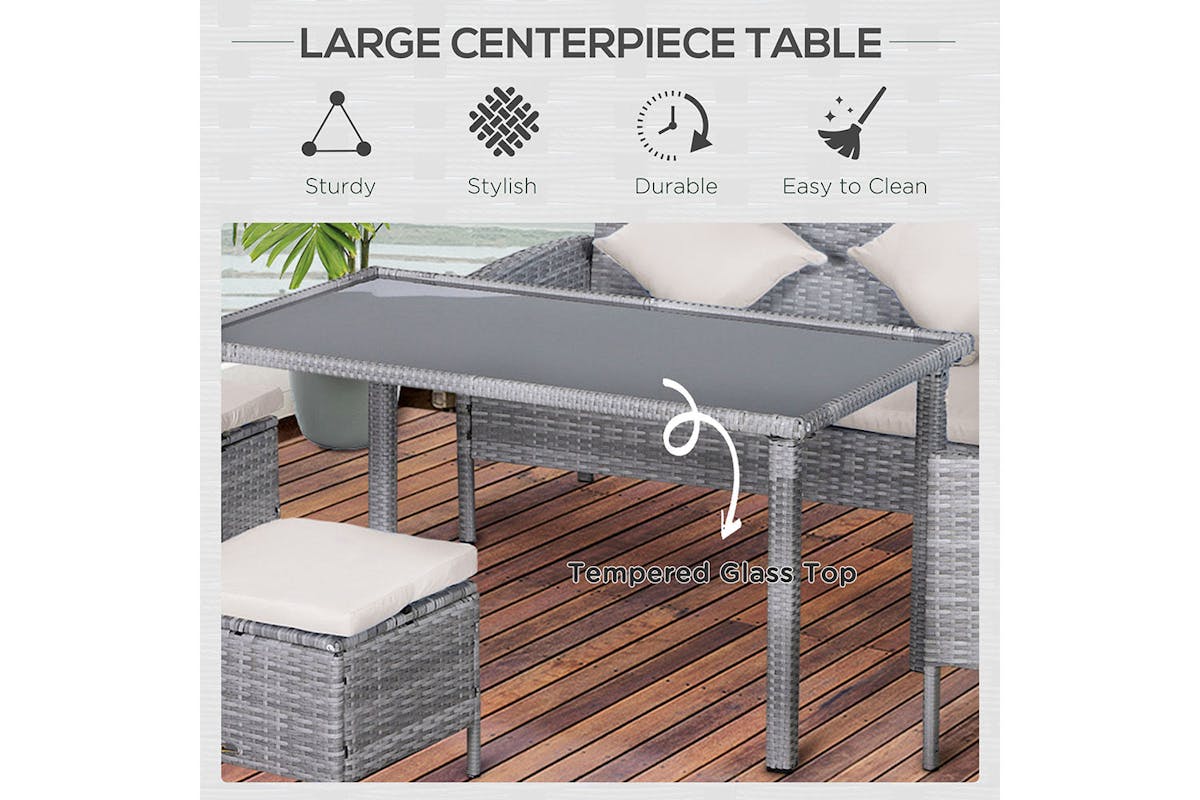 Outsunny Garden Outdoor Dining with Sofa Set | Mixed Grey-7