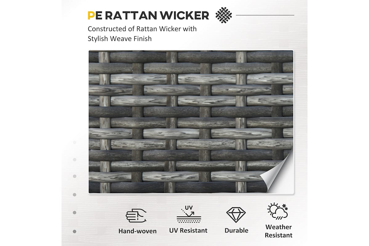 Outsunny 3 Seater Rattan Sofa | Mixed Grey-3