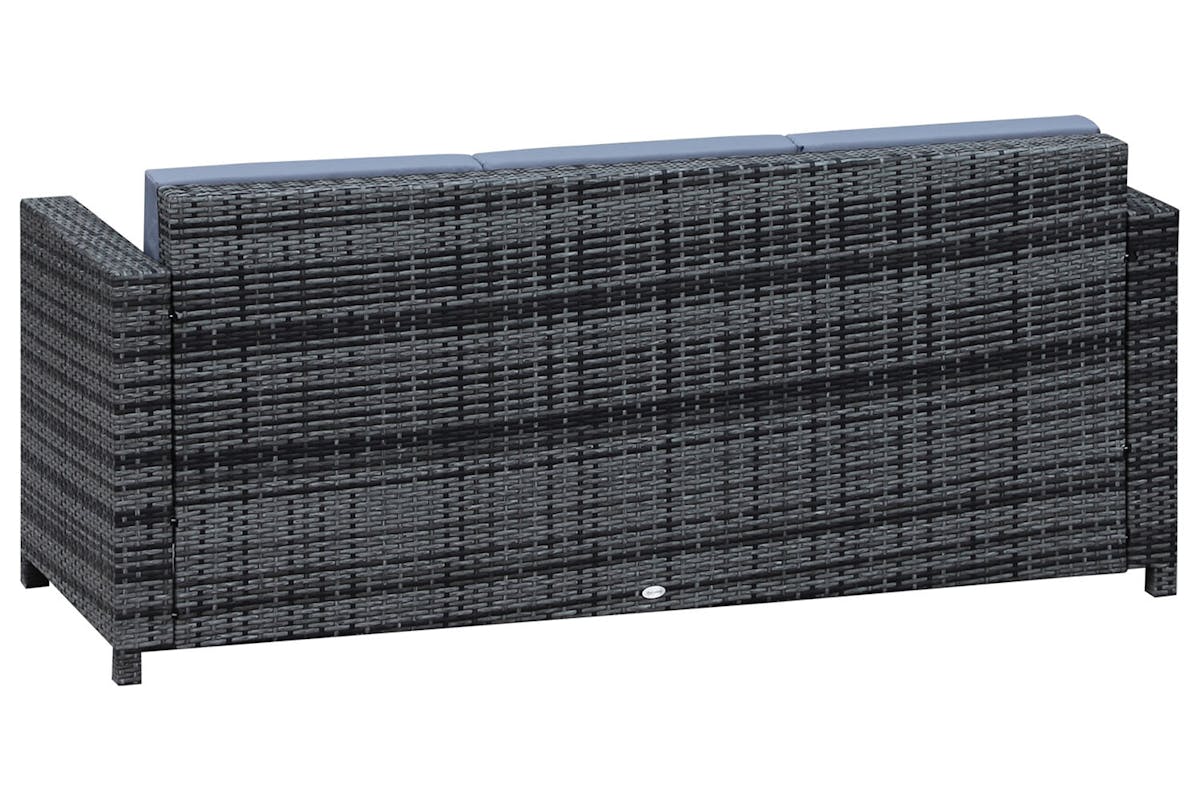 Outsunny 3 Seater Rattan Sofa | Mixed Grey-7