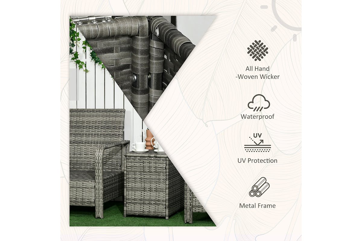 Outsunny PE Rattan Garden Seating Set with 2 Padded Chair Storage Table | 3 Pieces-3