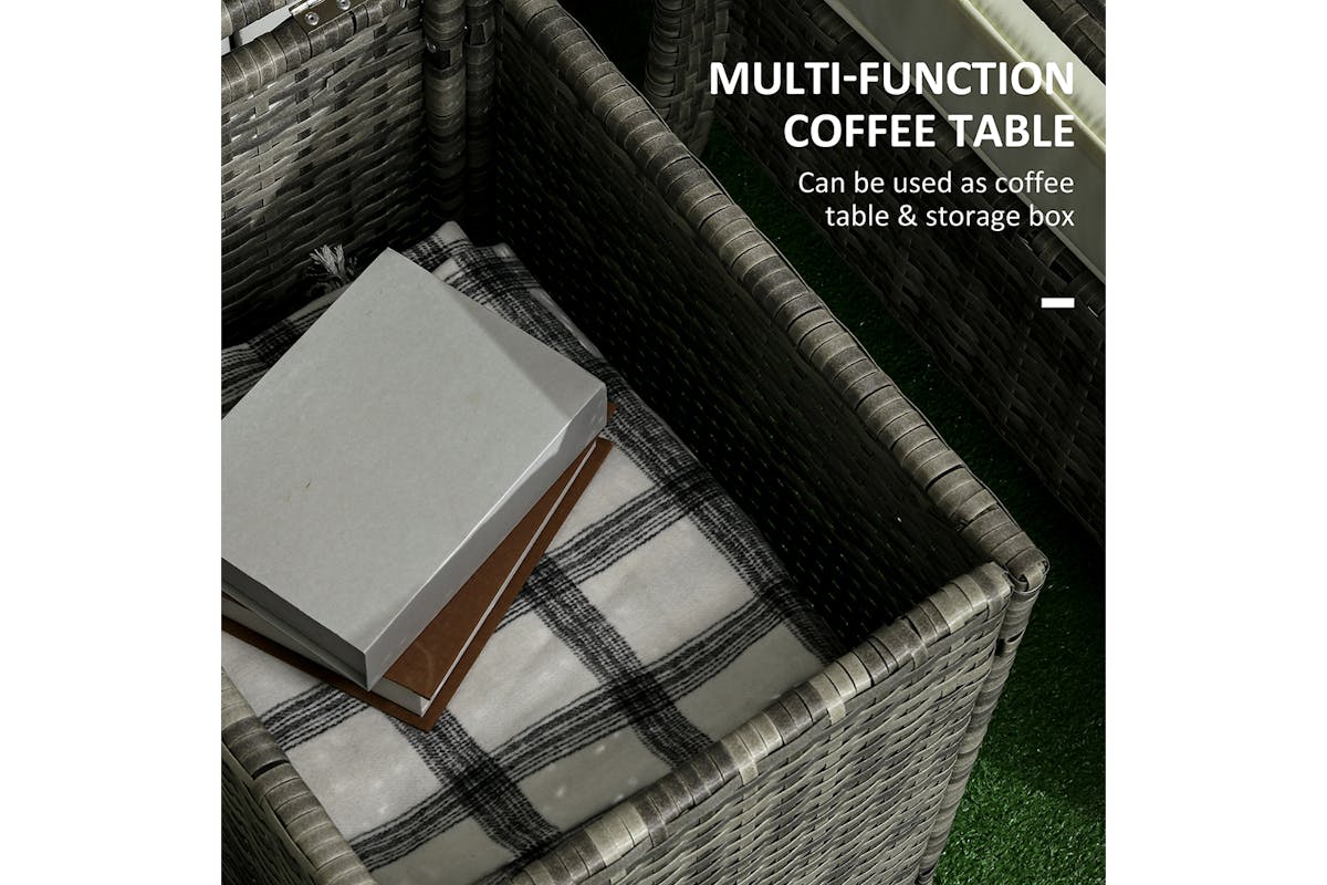 Outsunny PE Rattan Garden Seating Set with 2 Padded Chair Storage Table | 3 Pieces-4