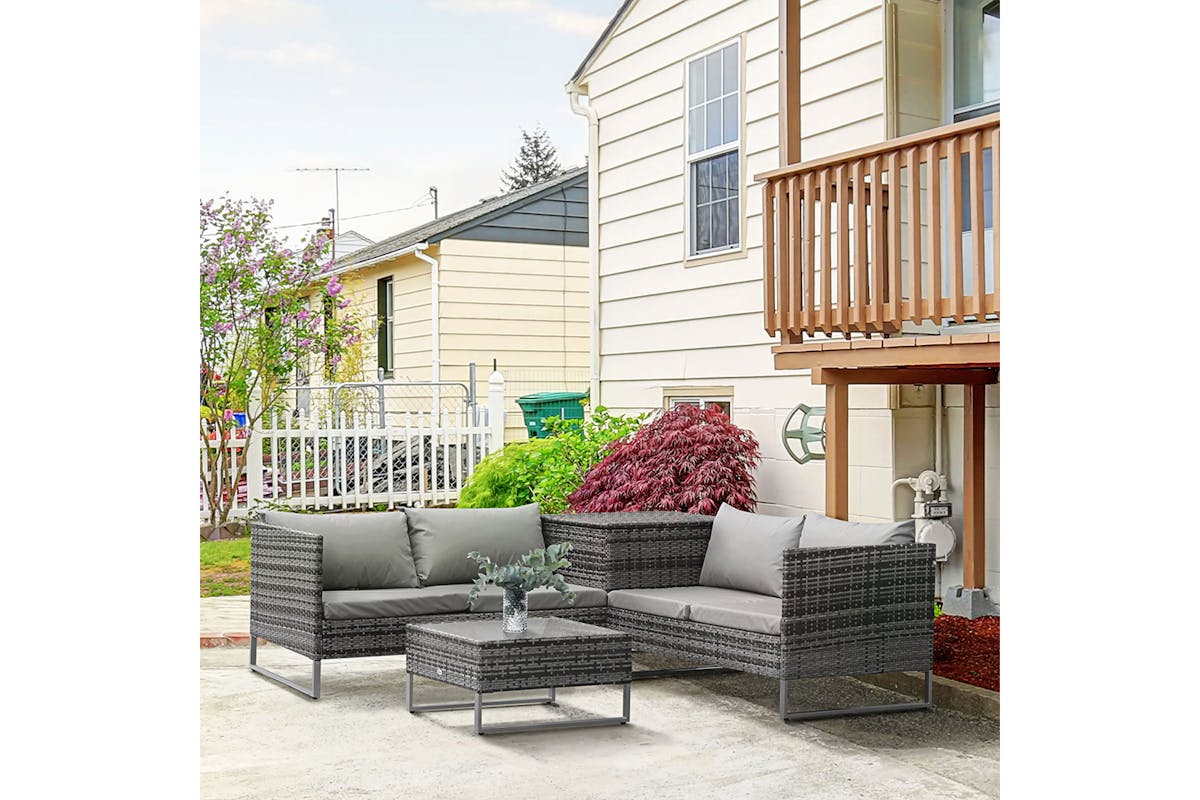 Outsunny Garden Rattan Sofa and Furniture Set | Mixed Grey-2