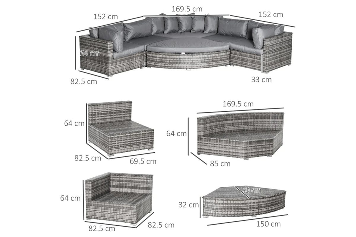 Outsunny Outdoor Rattan Sofa Set | Grey-3