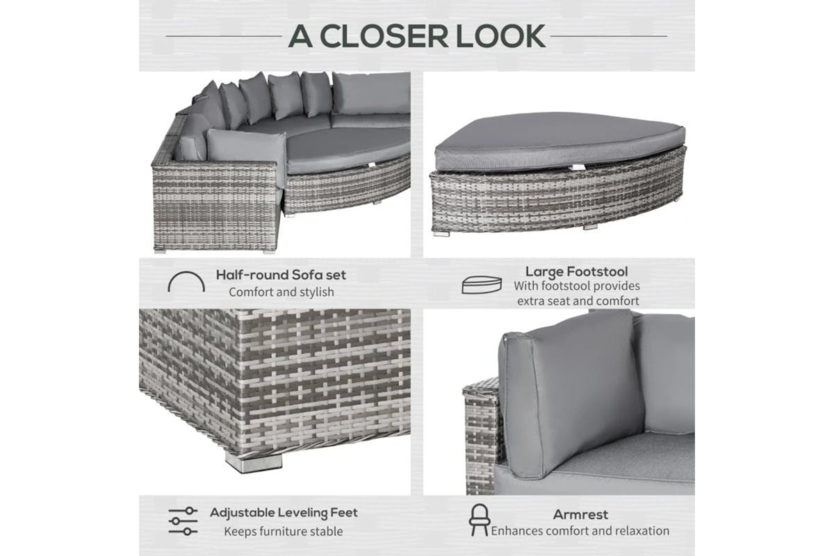 Outsunny Outdoor Rattan Sofa Set | Grey-6