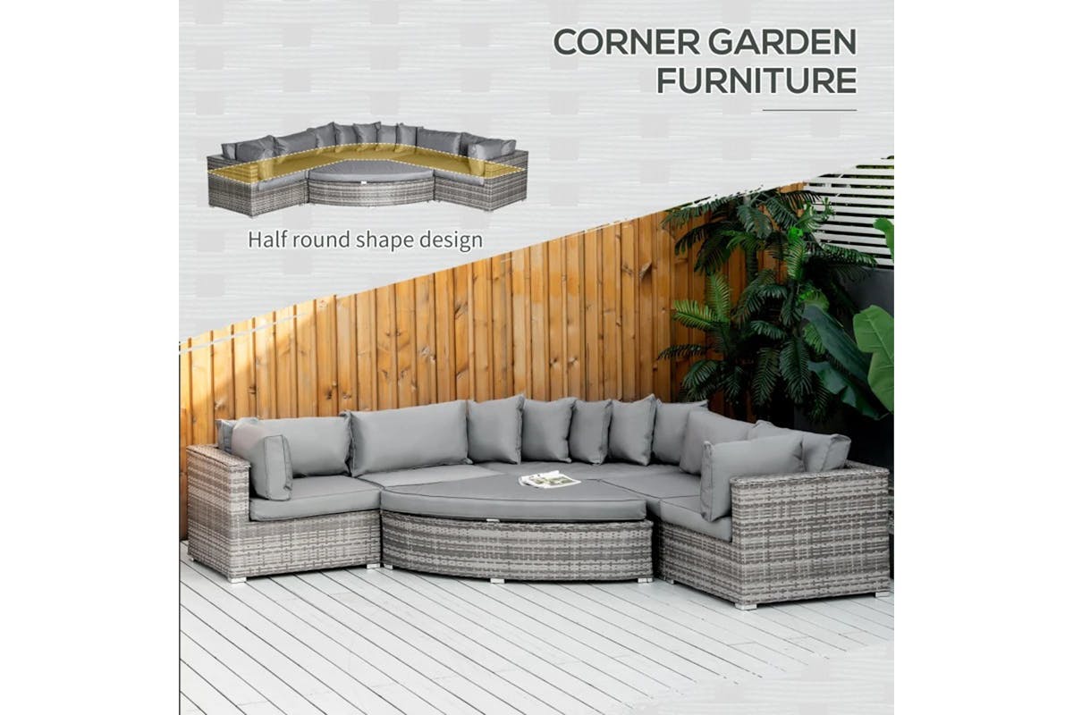 Outsunny Outdoor Rattan Sofa Set | Grey-7