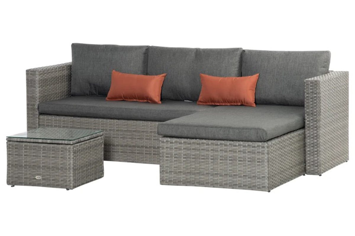 Outsunny Outdoor PE Rattan Sofa Set | Grey-12
