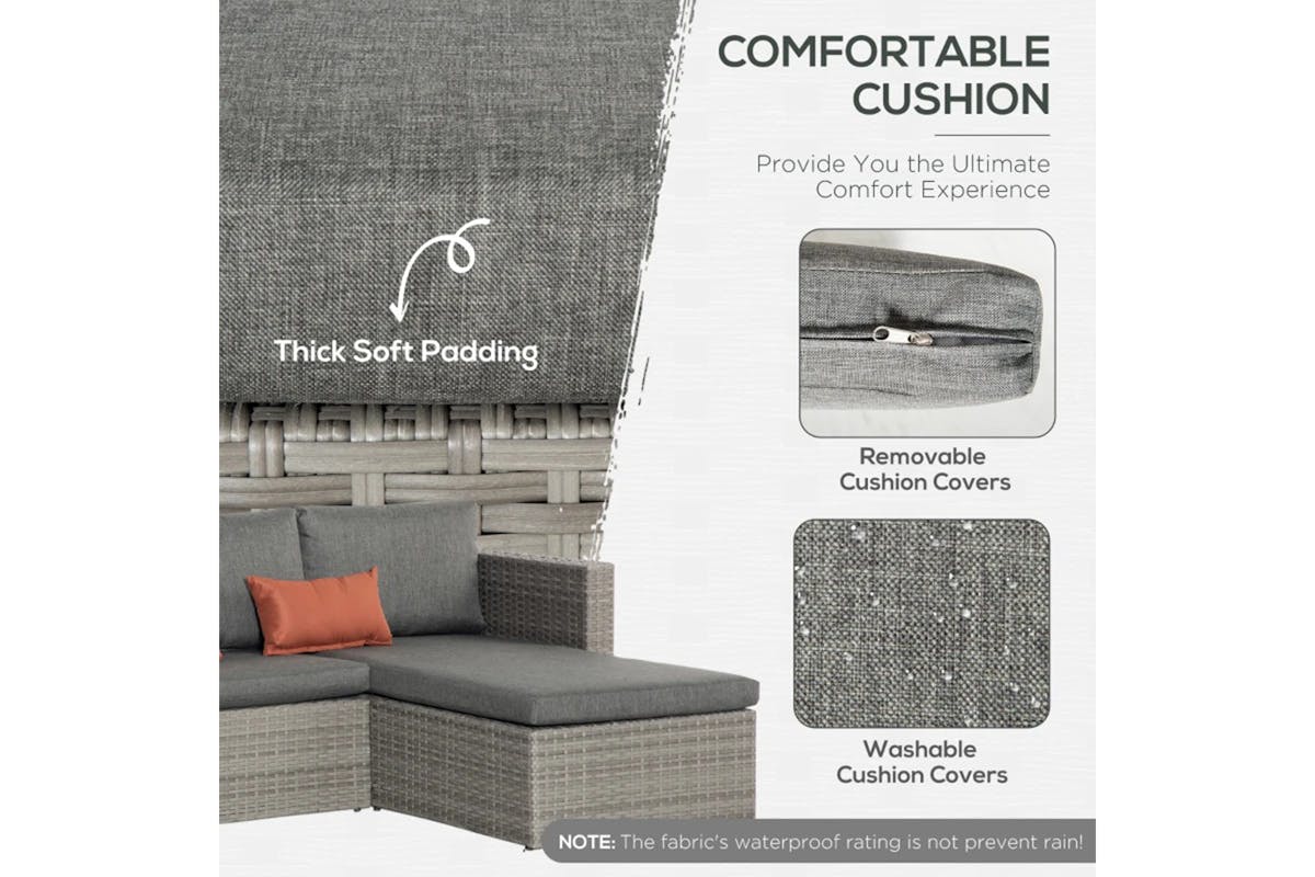 Outsunny Outdoor PE Rattan Sofa Set | Grey-5