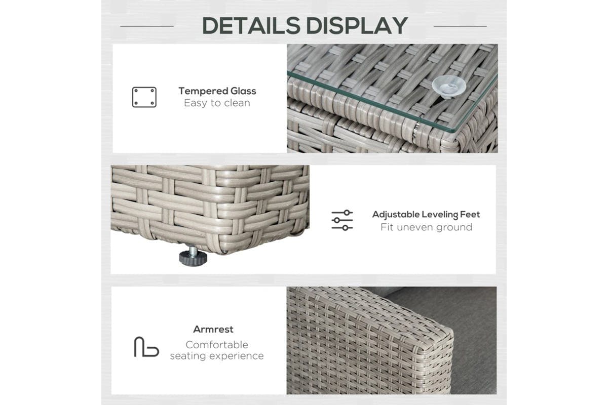 Outsunny Outdoor PE Rattan Sofa Set | Grey-6