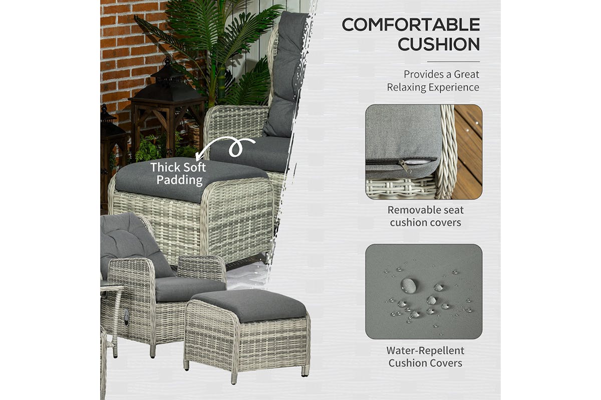 Outsunny PE Rattan Garden Furniture | Grey-4