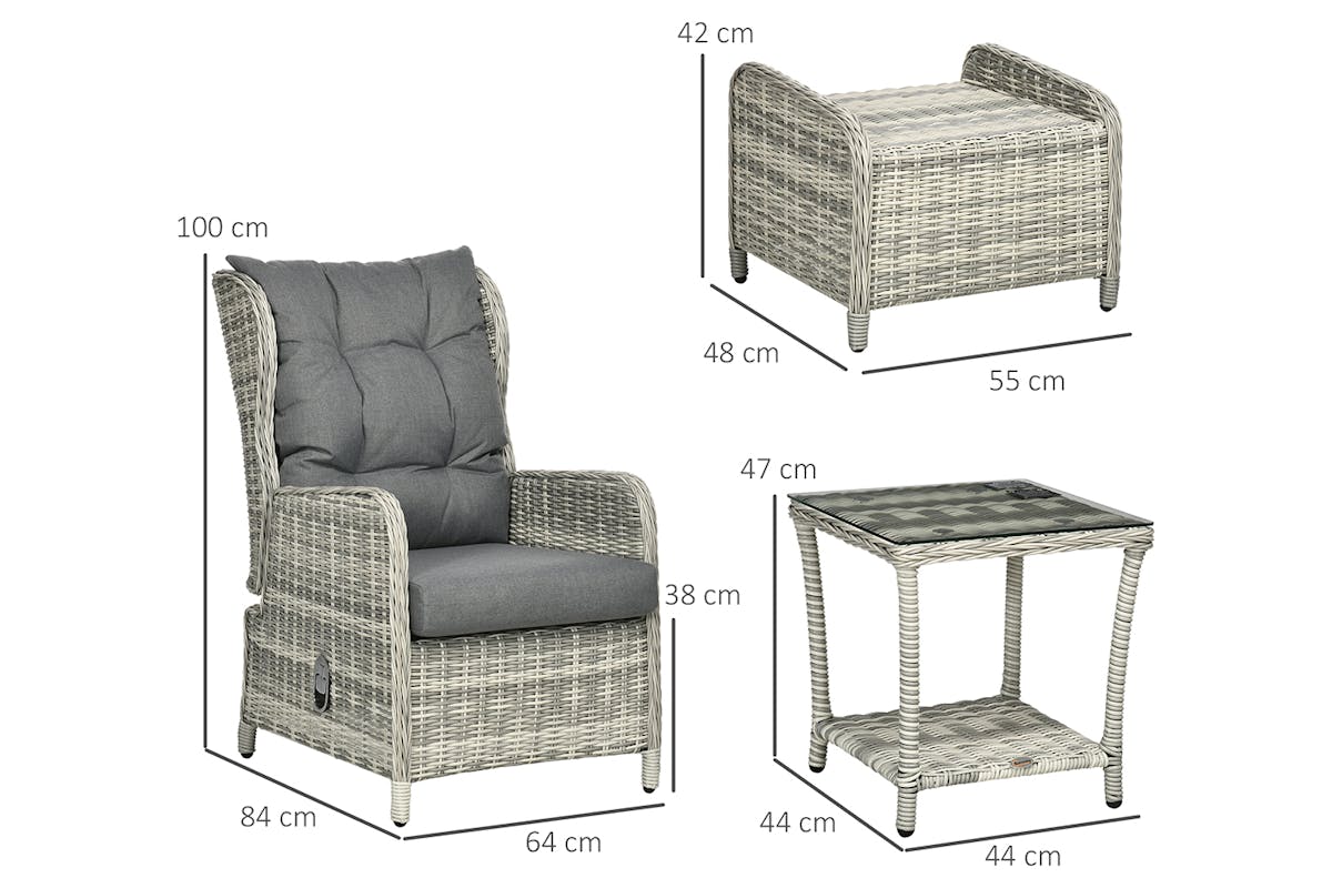 Outsunny PE Rattan Garden Furniture | Grey-5