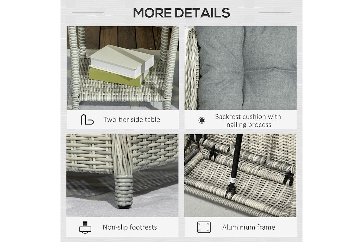 Outsunny PE Rattan Garden Furniture | Grey-7