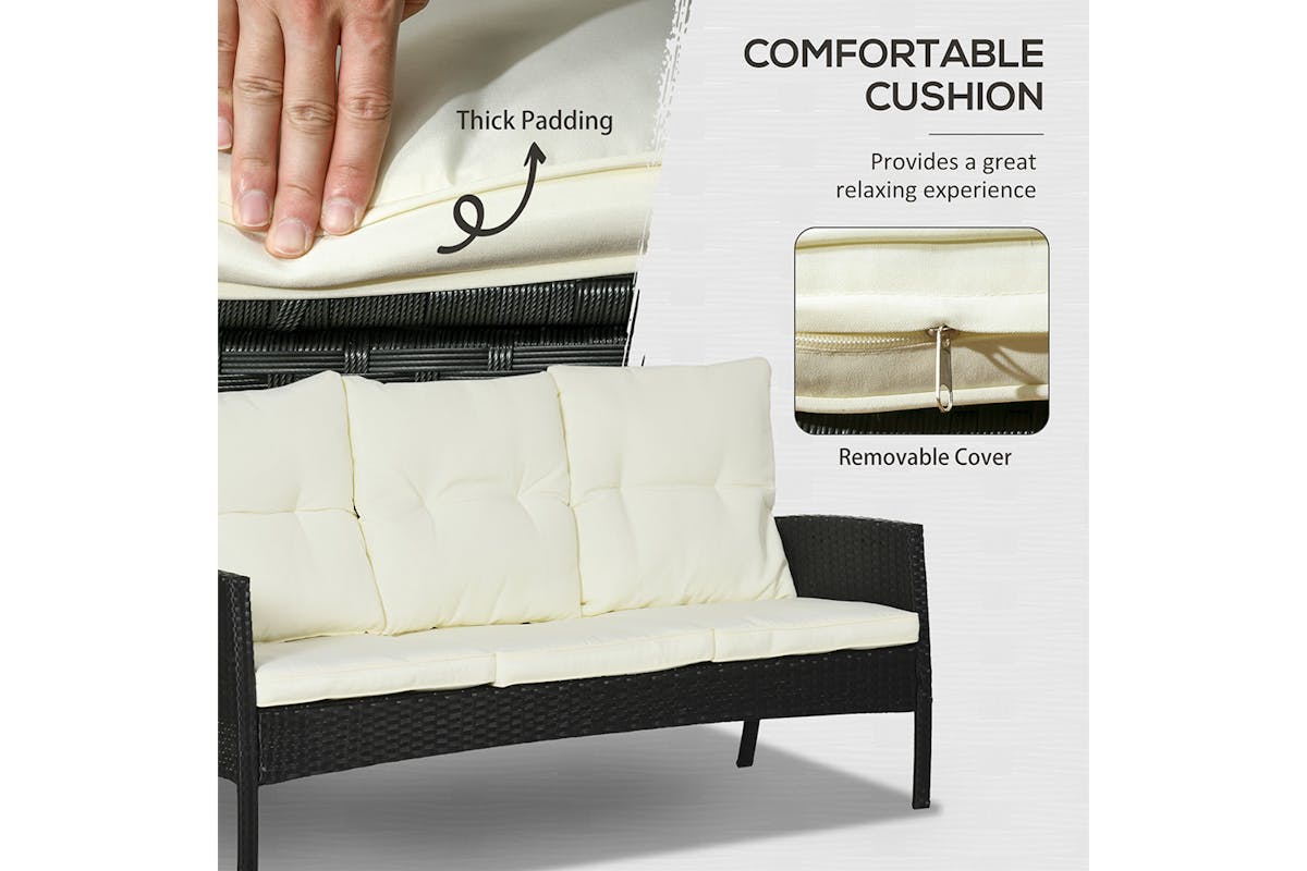 Outsunny 5 Seater Rattan Garden Furniture Set | Black/White | 6 Pieces-4