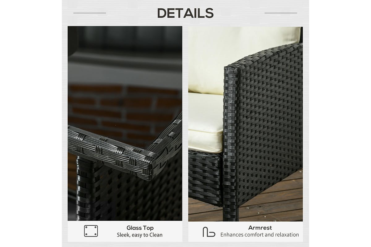 Outsunny 5 Seater Rattan Garden Furniture Set | Black/White | 6 Pieces-6
