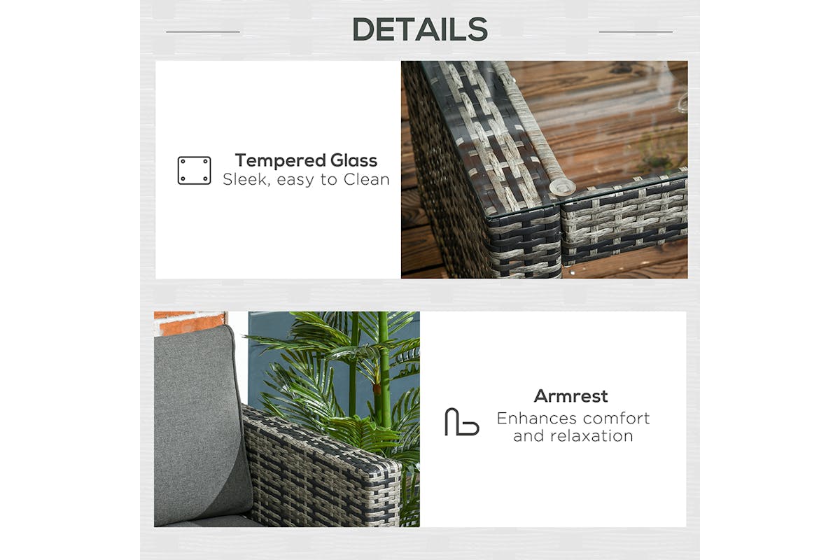 Outsunny 8 Seater Rattan Garden Furniture Set | Grey | 6 Pieces-6