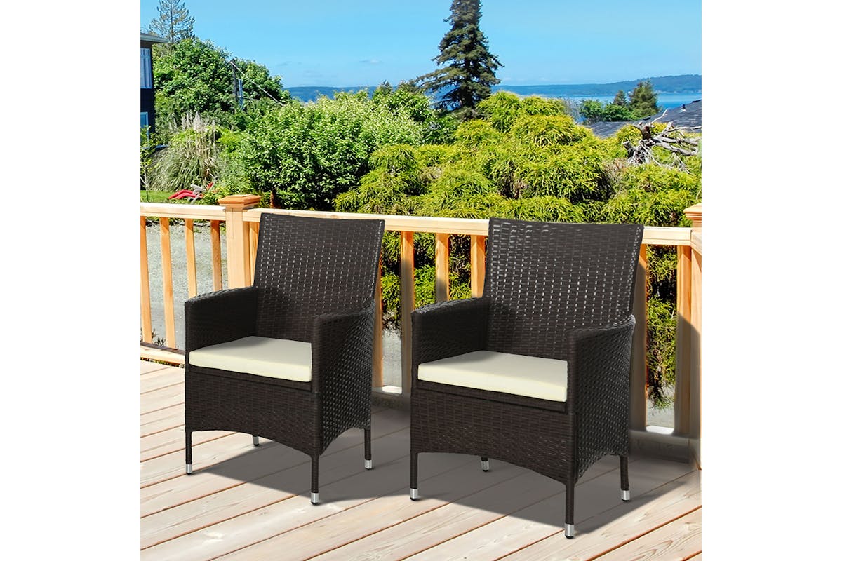 Outsunny Rattan Chair Set | Deep Coffee/White | 2 Pieces-2