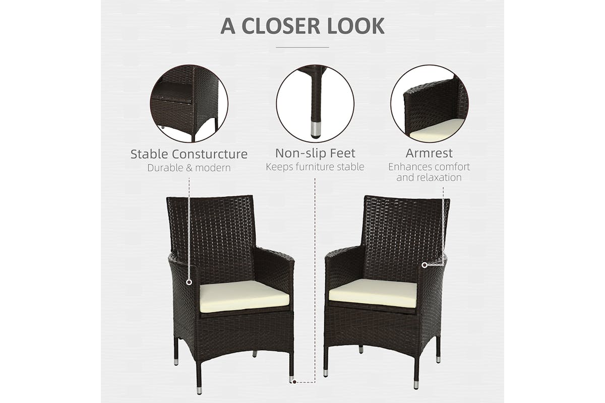 Outsunny Rattan Chair Set | Deep Coffee/White | 2 Pieces-3
