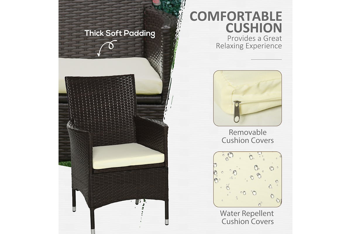 Outsunny Rattan Chair Set | Deep Coffee/White | 2 Pieces-4