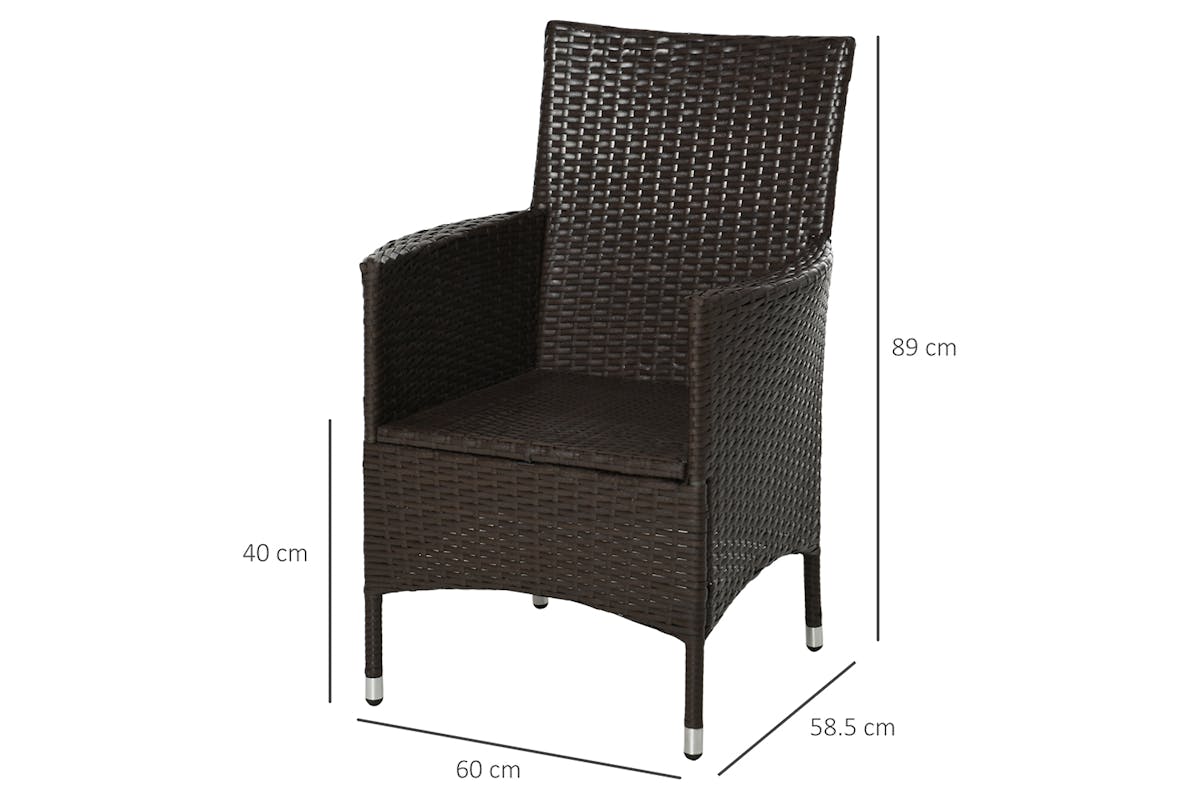 Outsunny Rattan Chair Set | Deep Coffee/White | 2 Pieces-5