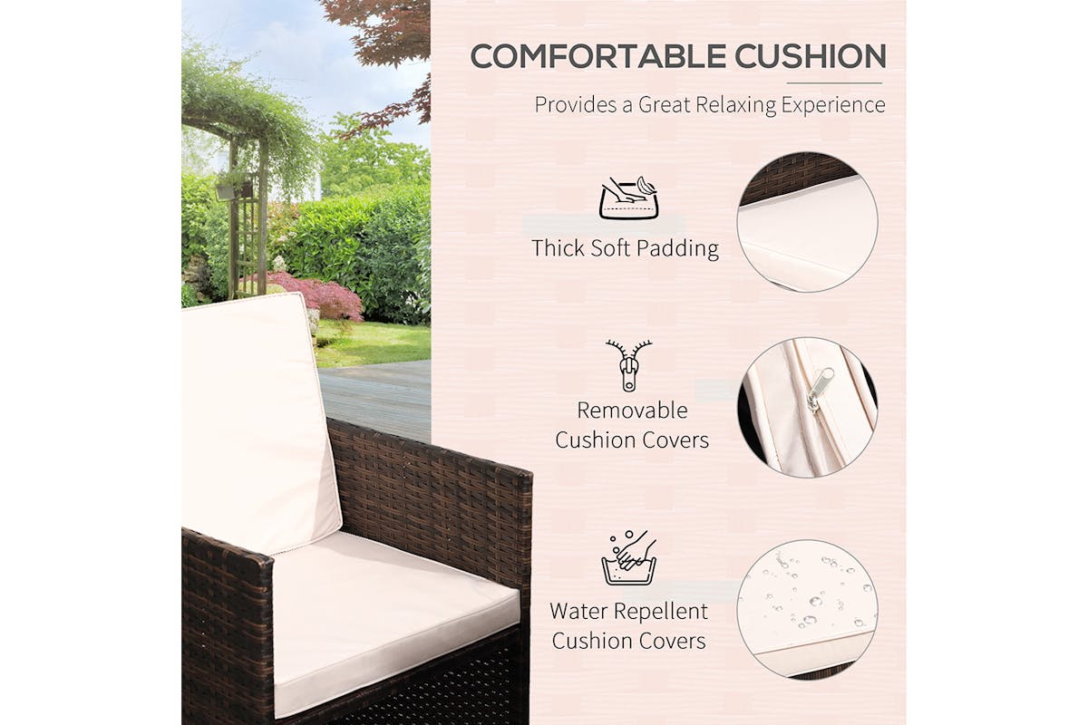 Outsunny 11 Seater Rattan Dining Set with Parasol Hole | Brown-7