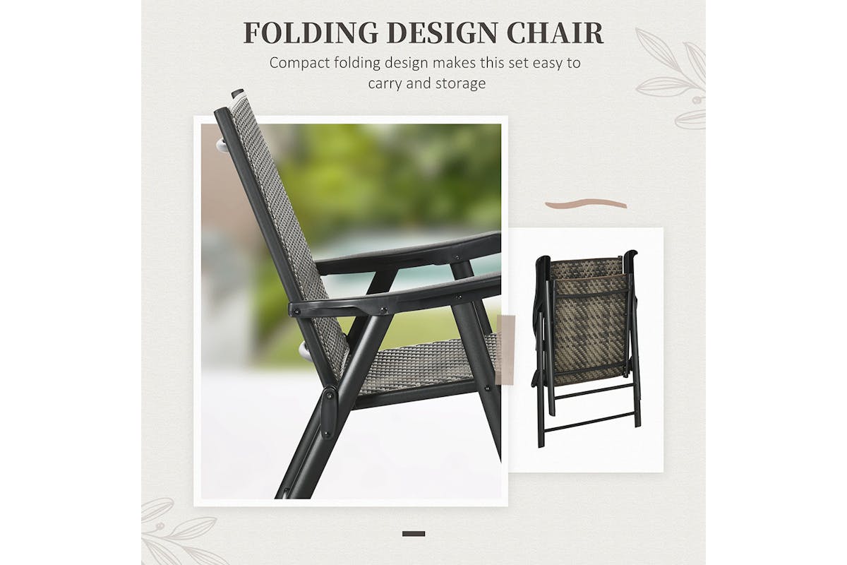 Outsunny Rattan Dining Set with Folding Armchair | Mixed Grey | 5 Pieces-7
