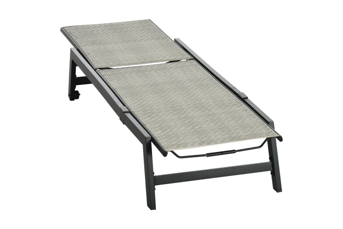 Outsunny Outdoor PE Rattan Sun Lounger | Black/Grey-11